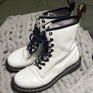 Dr. Martens White Leather Combat Boots